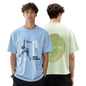 Nobero MenS Graphic Print Oversized Fit T-Shirt (1M-Twts-C0933-X_Powder Blue/Aloe Green