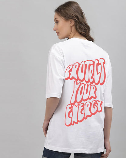 Juneberry Pure Cotton Oversized Loose Baggy Fit Drop Shoulder Half Sleeve Cool Front & Back Graphic Printed Round Neck T-Shirt F