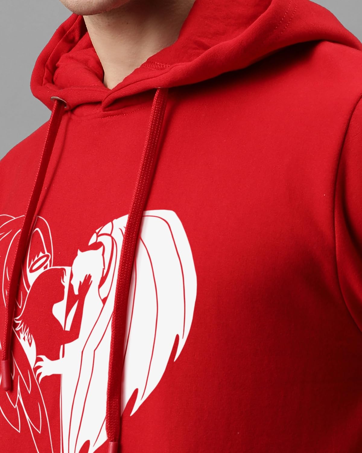 ADRO Mens Cotton Neck Hooded Sweatshirt (H24-DEVI-RD_Red