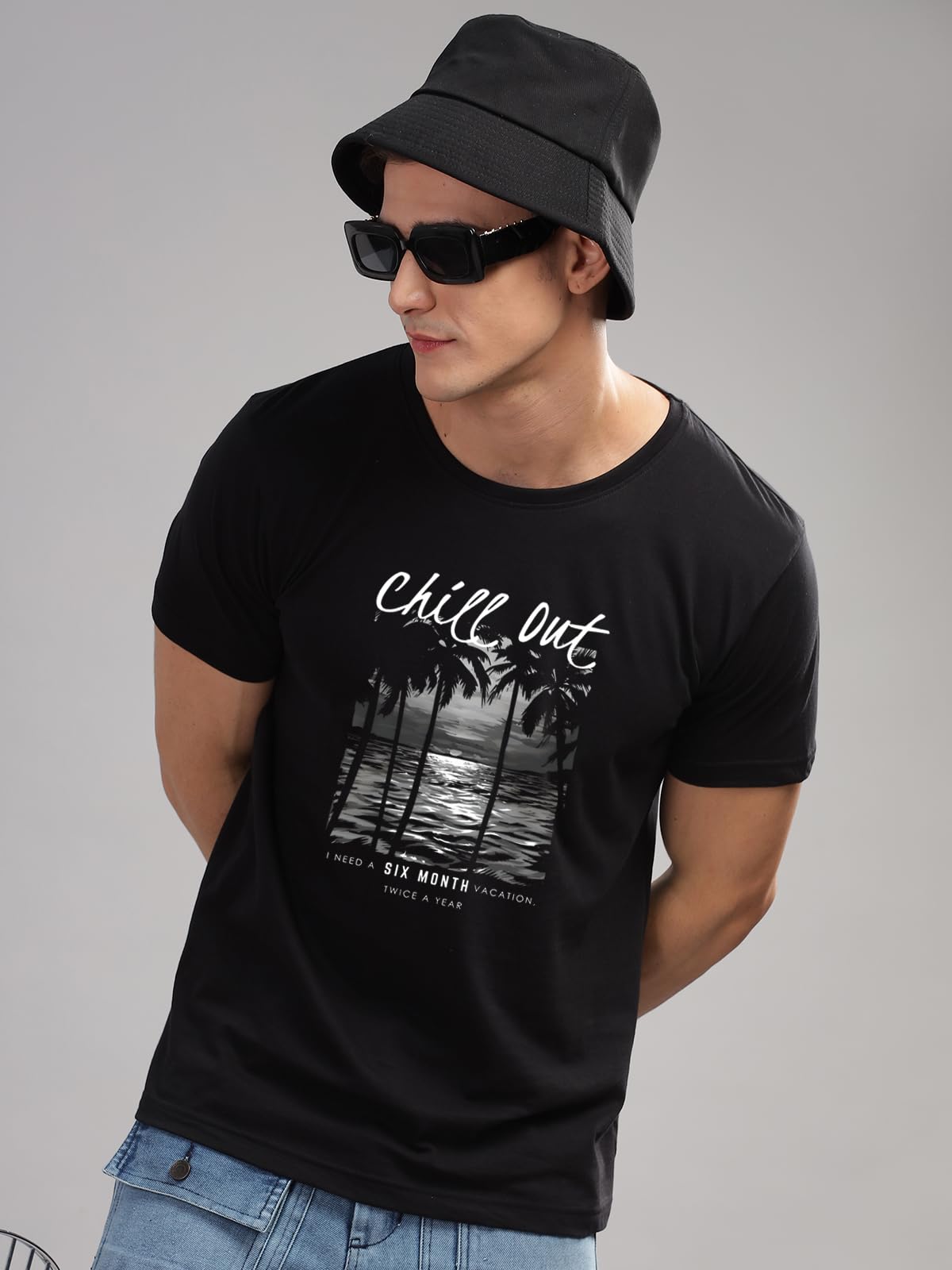 ADRO Mens Nature Graphic Tshirt - Premium Cotton T-Shirt with Stunning Nature Design - Best for Outdoor Enthusiasts Print Black