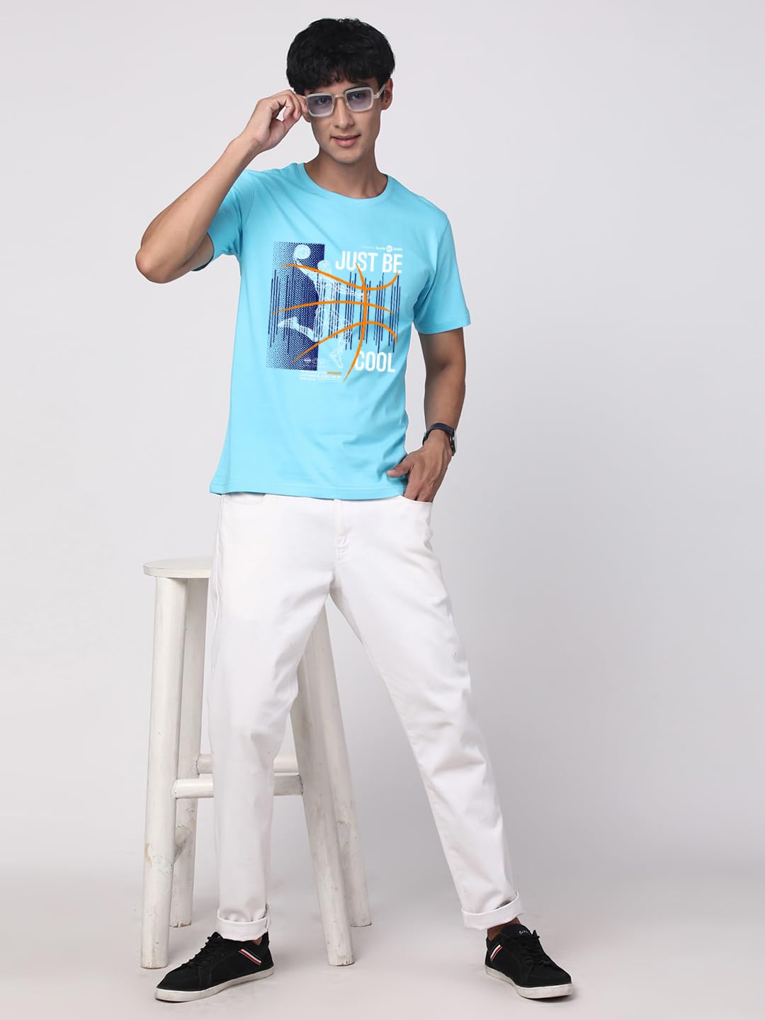 ADRO Men's Graphic Printed 100% Cotton T-Shirt - Regular Fit, Printed T-Shirts for Men (RN24-BCL-MI_Mint)