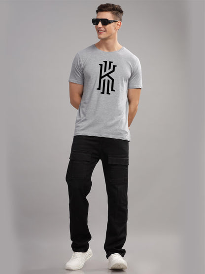 ADRO Mens Printed T Shirt - Premium Cotton Graphic Printed Tshirt - Grey T-Shirt - RN24-KOBE-GR