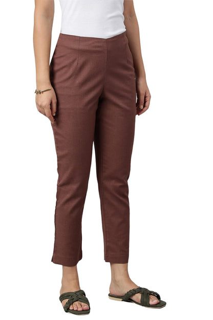W for Woman W Cotton Blend Strechable Slim Pants for Women | Cotton Blend Slim Pants for Women | Trousers for Women
