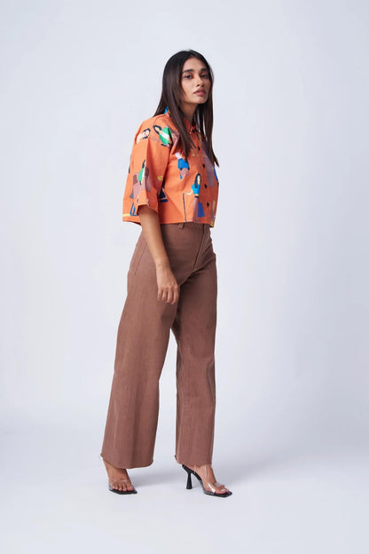 Leriya Fashion WomenS Oversized Fit Shirt (Lf-W2025_Orange