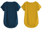 Fabricorn Combo Of Plain Airforce Blue V-Neck And Mustard Yellow Round Neck Up And Down Cotton Tshirt For Women (Airforce Blue A