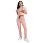 Campus Sutra Womens Peach Hooded Co-Ord Set with Contrast Piping for Casual Wear | Hooded Neck | Short Sleeve | Drawstring Clos