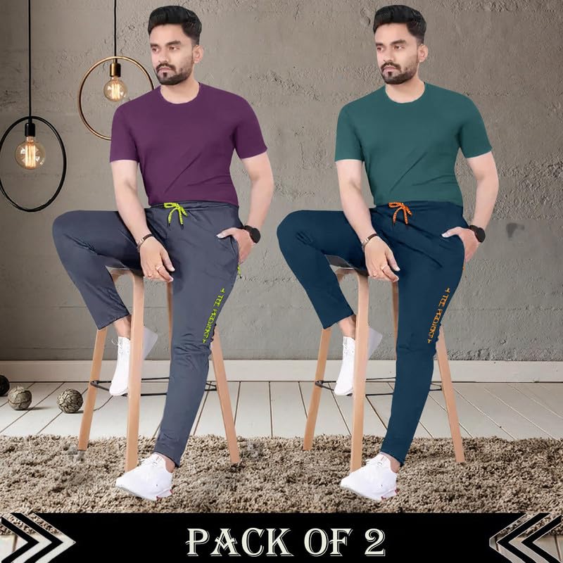 Tee Projekt Lycra Combo Soild & Zippered Pockets Style Regular Fit Track Pant for Men Jogger, Gym Wear, Yoga