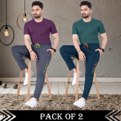 Tee Projekt Lycra Combo Soild & Zippered Pockets Style Regular Fit Track Pant for Men Jogger, Gym Wear, Yoga