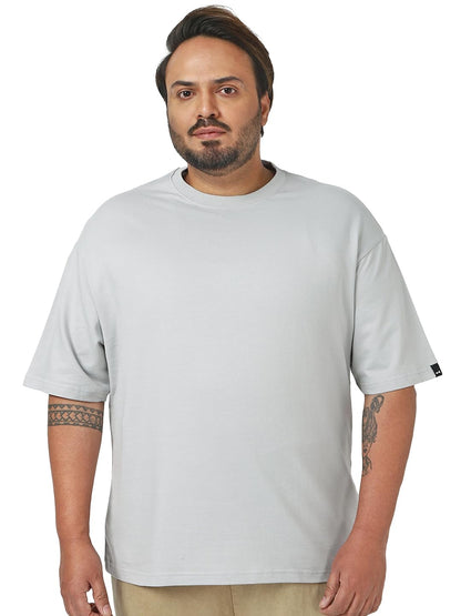 Bewakoof Heavy Duty 1.0 Mens Solid Oversized Fit Half Sleeve Round Neck Terry Plus T-Shirt_646878_Grey_3XL