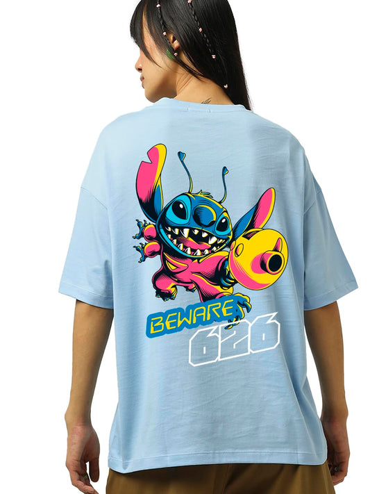 Bewakoof Official Disney Merchandise Lilo & Stitch WomenS Graphic Print Oversized Fit Half Sleeve Round Neck Cotton T-Shirt_6609
