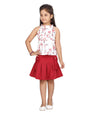 Aarika GirlS Cotton Blend Skirt Top Suit-Dress Set (Dr-1603_White-Maroon_32)