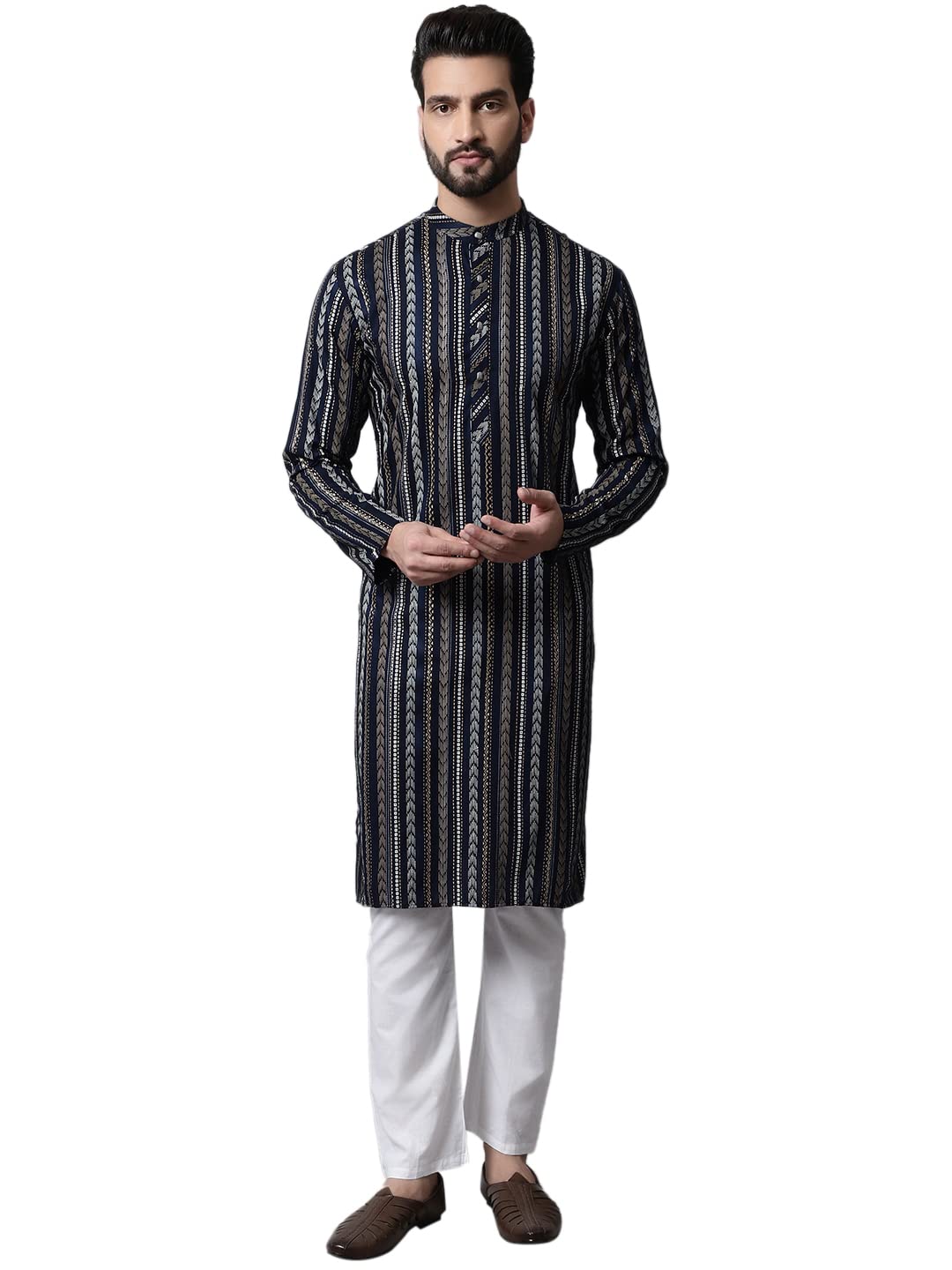Jompers Mens Foil Printed Kurta Churidar Set
