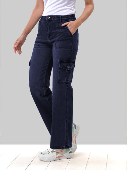 Lyra WomenS 6 Pockets Stretchable Cargo Jeans|Trendy & Stylish Denim|Size - 32