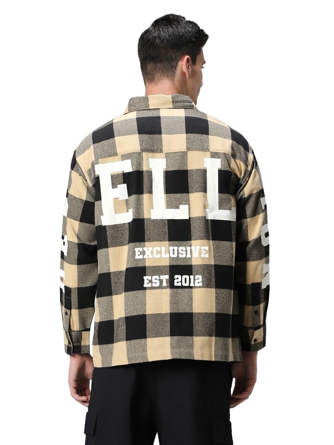 Bewakoof Mens Cotton Checked Oversized Fit Shirt_604433_Brown_XL