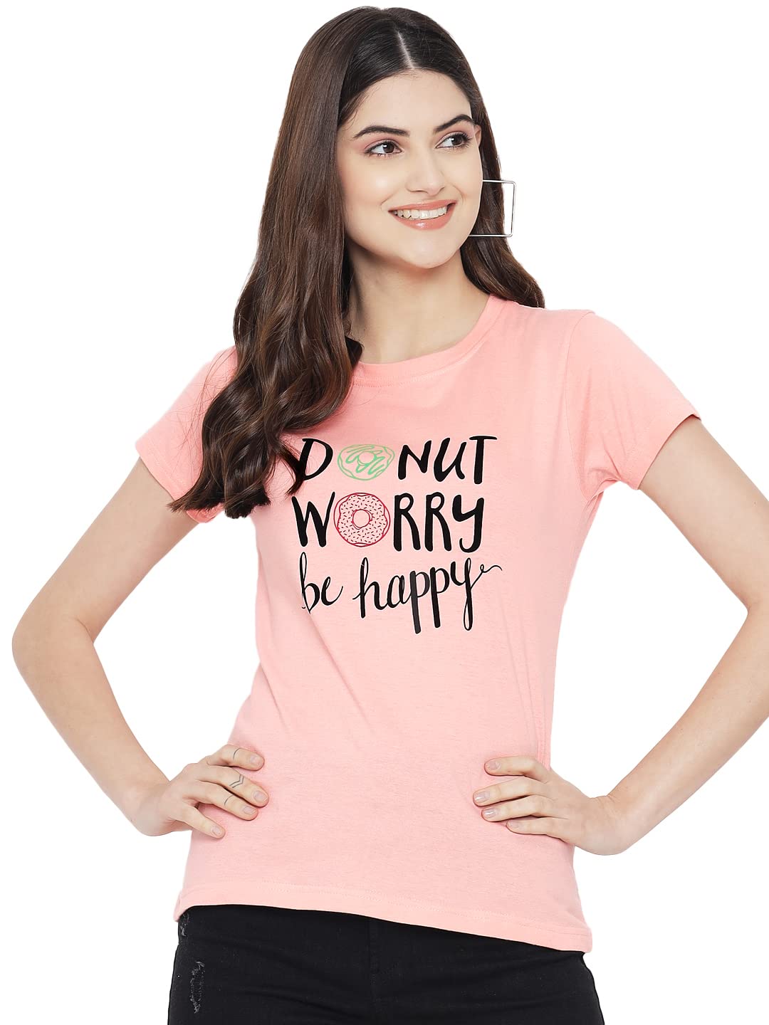 Preneum Womens Cotton Regular Fit Latest Graphic Stylish Printed Short Sleeves Casual T-Shirt || Trendy & Styles (Pack 3), Pink