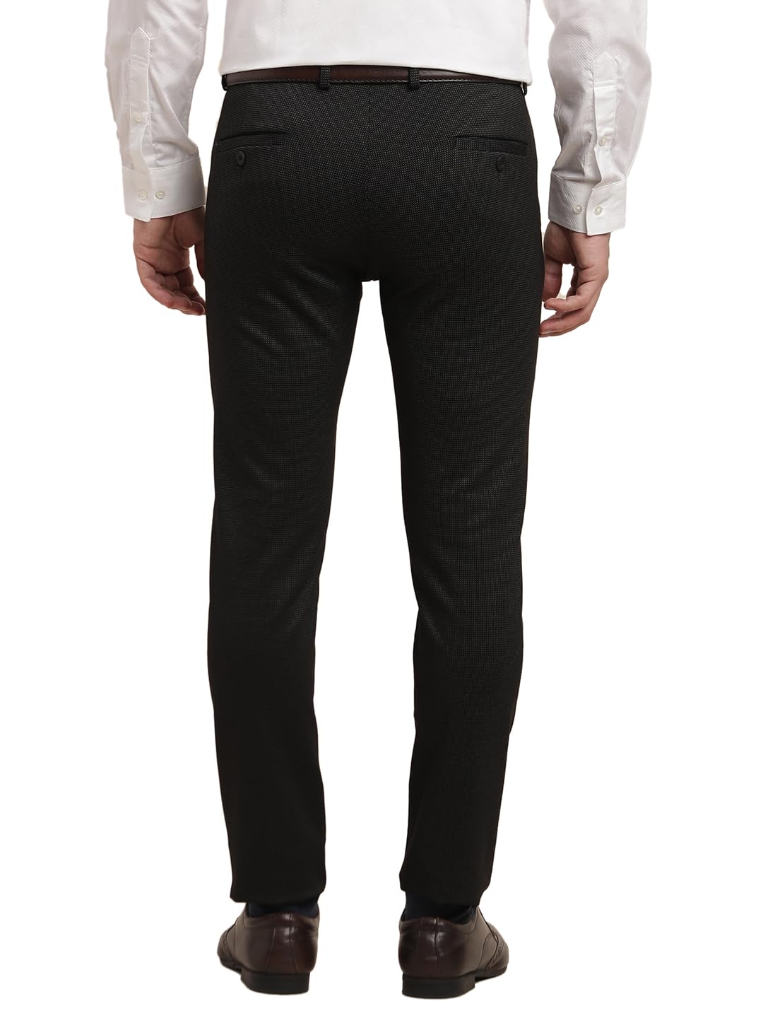 Turtle Men Cotton Stretch Black Solid Ultra Slim Fit Formal Trouser