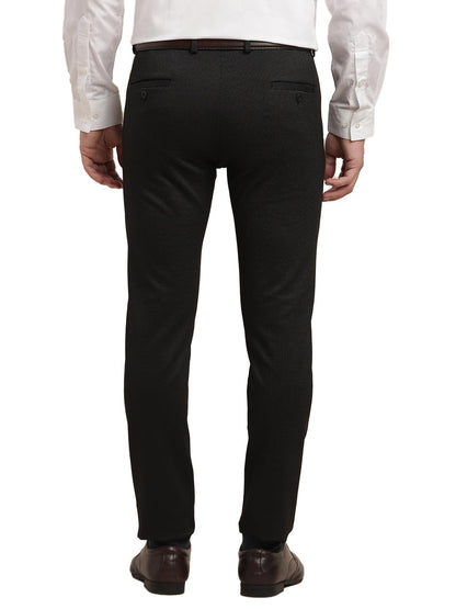Turtle Men Cotton Stretch Black Solid Ultra Slim Fit Formal Trouser