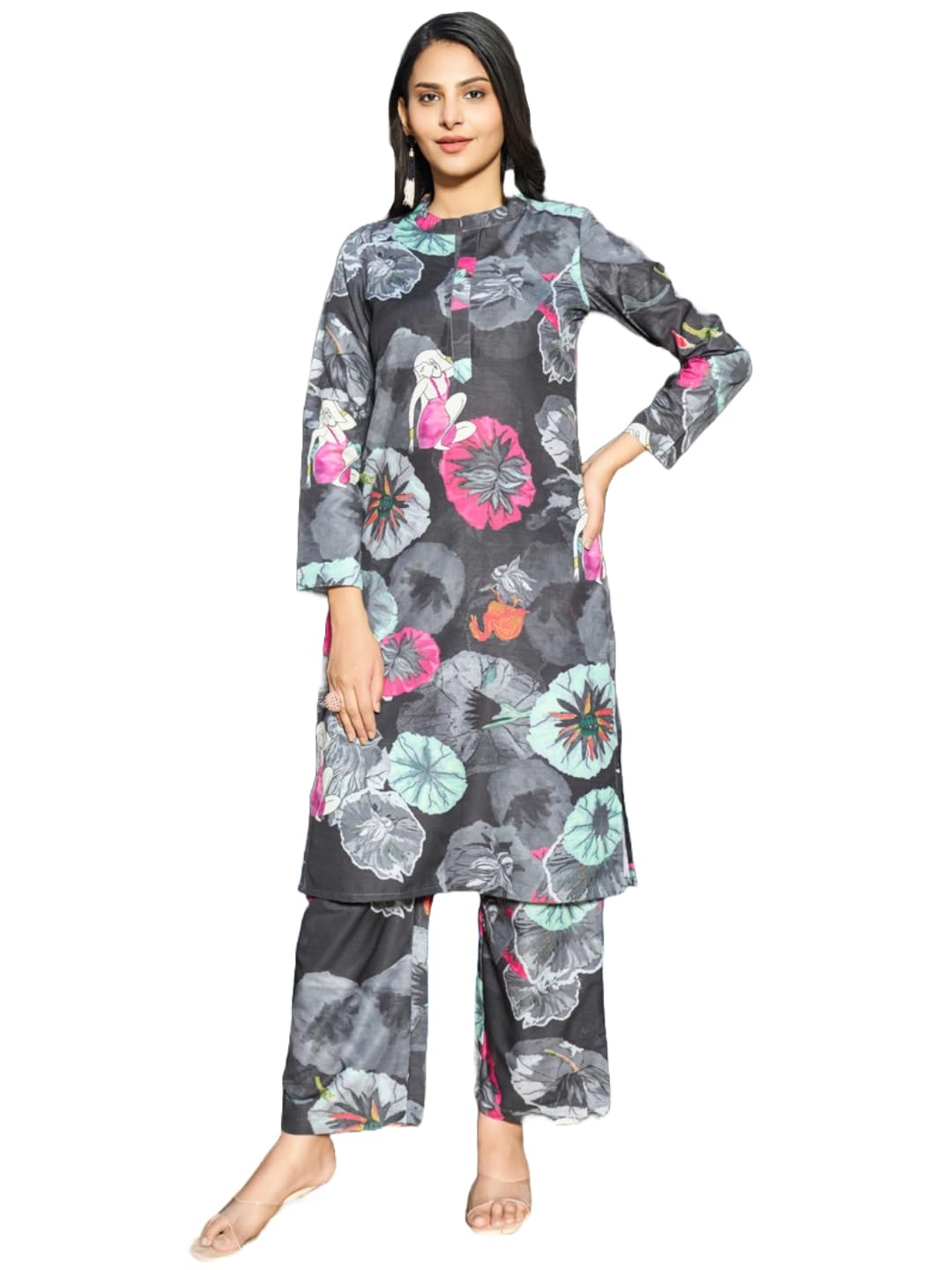 ANNI DESIGNER Women's Rayon Blend Short Length Printed Co-Ord Set