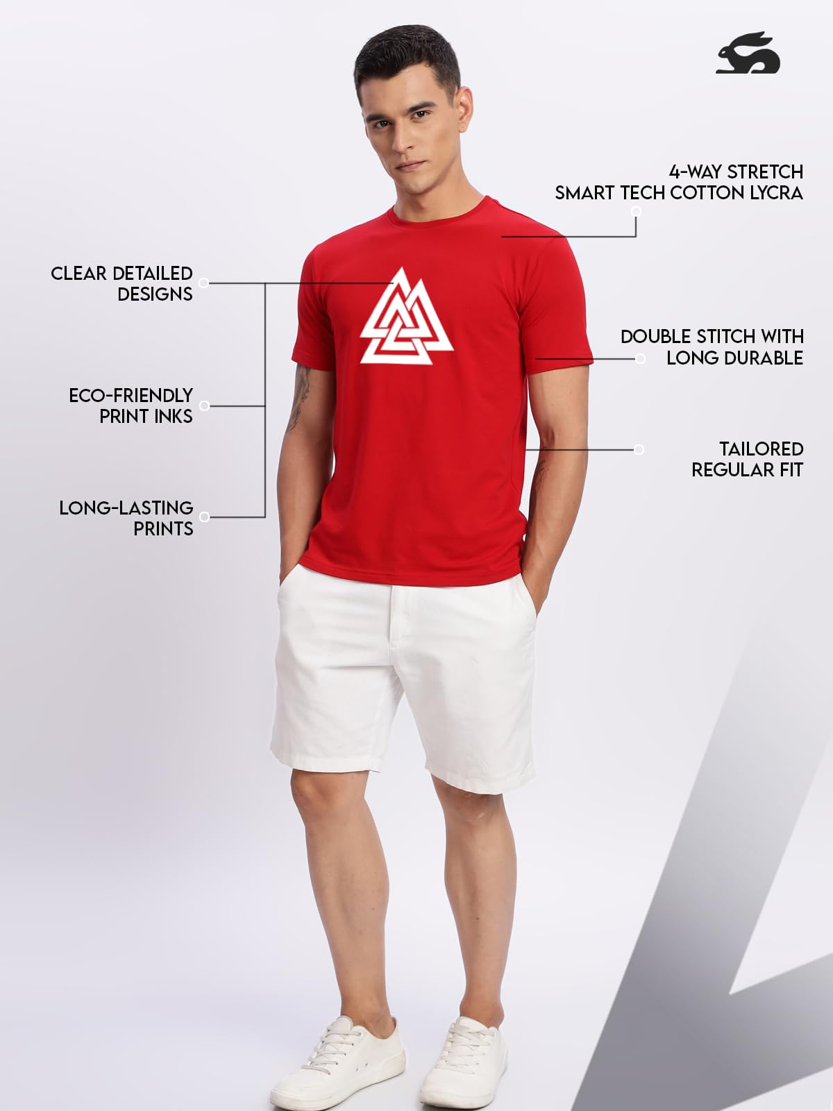 ADRO Triangle Mens Printed T-Shirt (RNR-M-TKT-RD_Red)