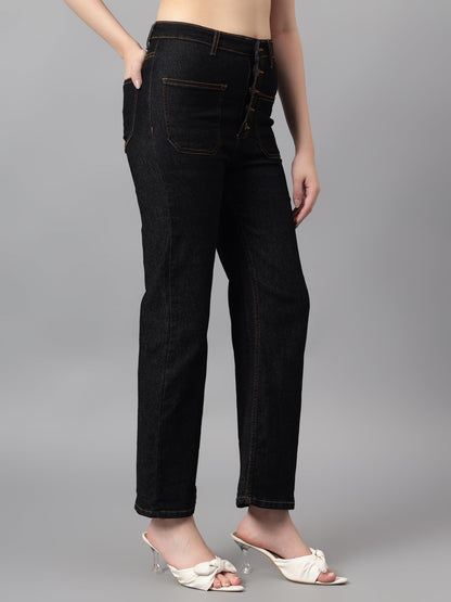 Kotty WomenS High Rise Solid Comfortable Stretchable Jeans(Black,26)