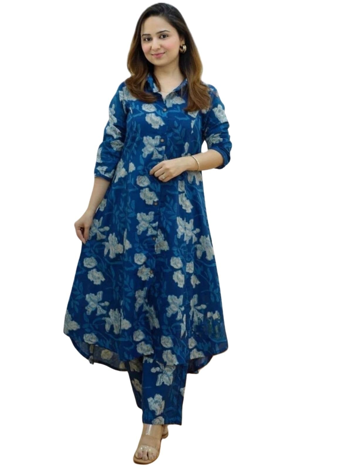 Greciilooks Rayon Below The Knee Formal Travel Floral Printed Ethnic Co-Ord Kurta Set For Women (Available In 2Xl And 3Xl) (Gl-W