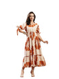 Stylum Womens Floral Printed Rayon Tiered Dress Brown