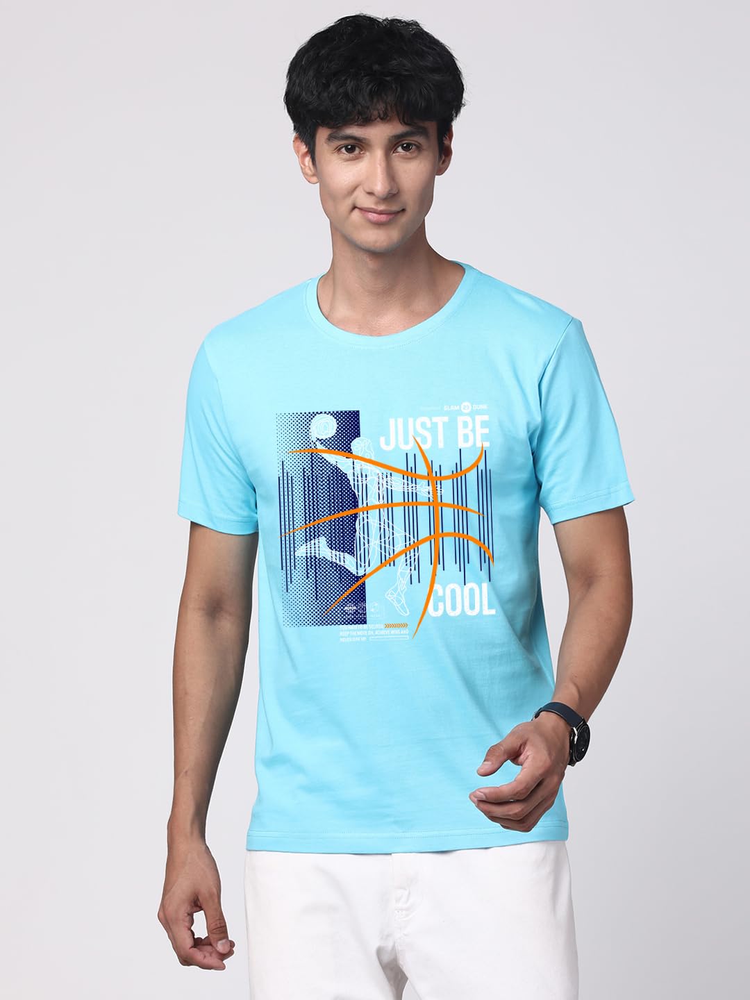 ADRO Men's Graphic Printed 100% Cotton T-Shirt - Regular Fit, Printed T-Shirts for Men (RN24-BCL-MI_Mint)