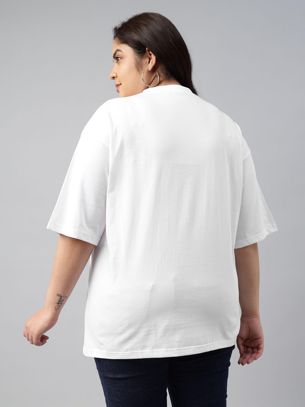 Juneberry 100% Pure Cotton Oversized Baggy Fit Drop Shoulder Solid Core Plus Size T-Shirt Combo For Women (Pack Of 2) (Po2_Jb_Ps