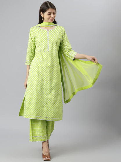 ANNI DESIGNER Women's Polycotton Straight Kurta with Palazzo & Dupatta (Kairav_NEW01)