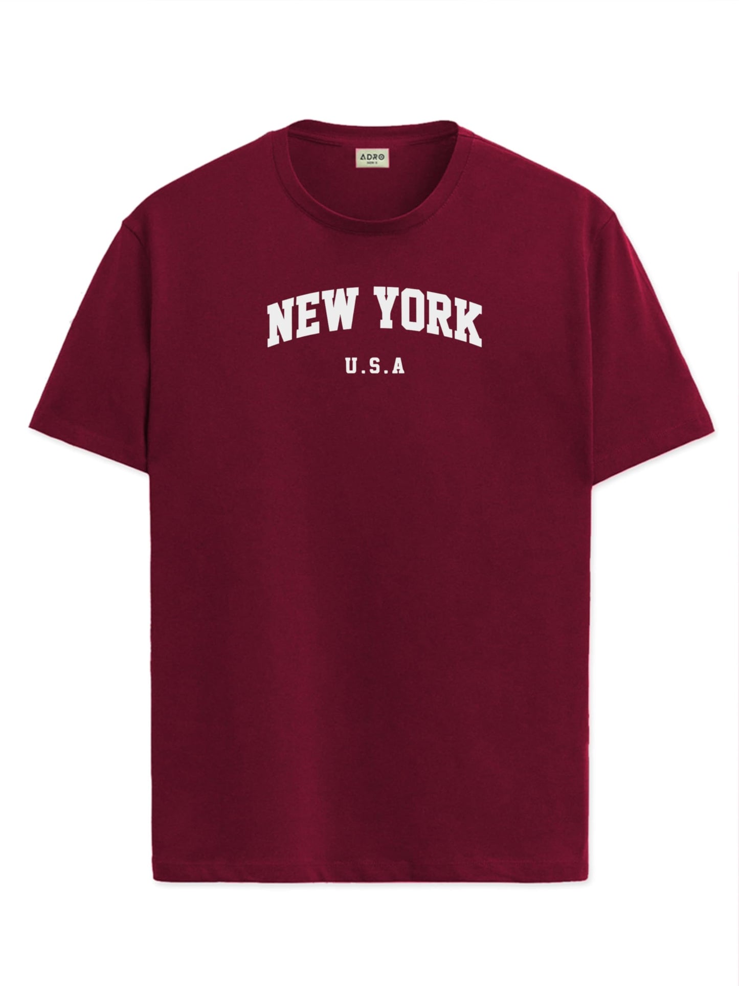 ADRO Mens Solid Regular Fit T-Shirt (RN24-NEW-MR_Maroon