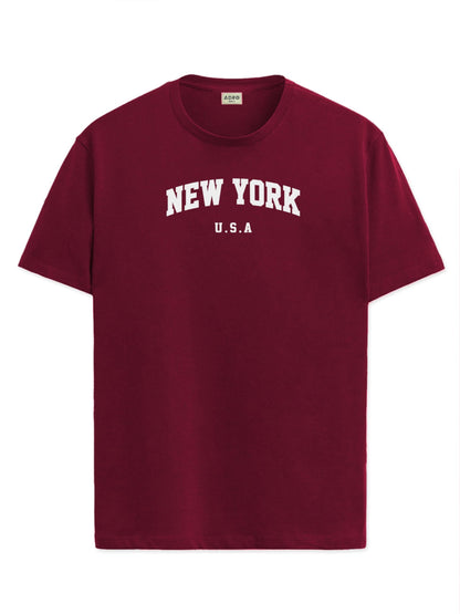 ADRO Mens Solid Regular Fit T-Shirt (RN24-NEW-MR_Maroon