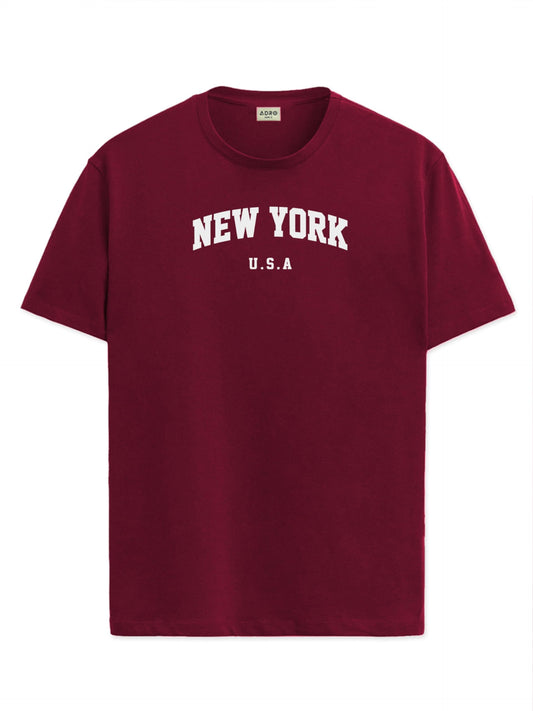 ADRO Mens Solid Regular Fit T-Shirt (RN24-NEW-MR_Maroon