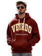 Veirdo Mens Fleece Oversized Baggy Fit Hoodie Drop Shoulder Typographic Logo Printed Full Sleeve Hoodie
