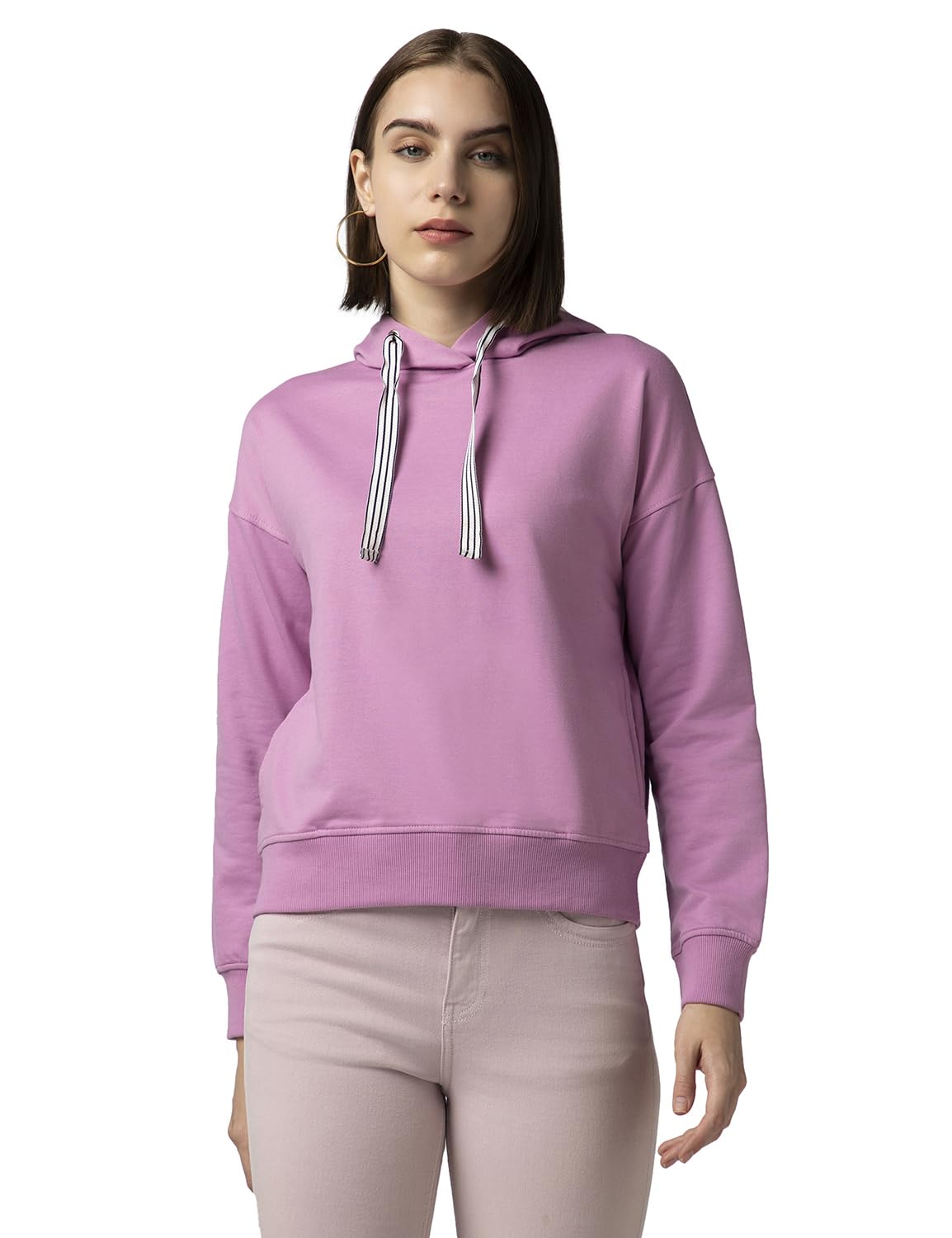 FYLTR Womens Casual Hoodie with Stripe Tape - Rib Hem & Cuff | Drop Shoulder | Casual Winterwear for Women