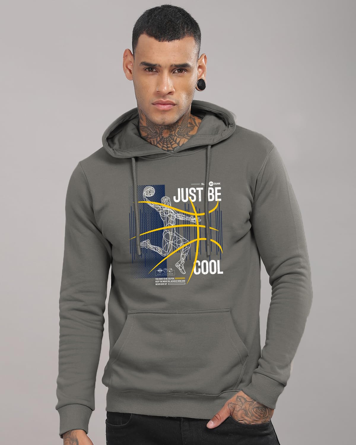 ADRO Basketball Design Hoodie for Men, 320 GSM Soft Cotton Hoodies, Long Lasting Printed Hoodie | Mens Hoodies | Sweatshirt for
