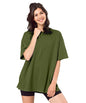 SHODOX Bio-Washed Anti Bacterial 100% Pure Cotton Womens Oversized Solid T-Shirt | Cozy Soft, Less Wrinkles Loose Fit, Drop Shou