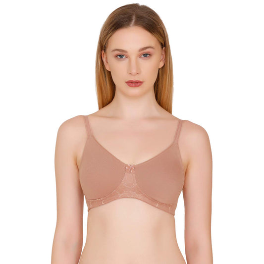 Zivame Womens Cotton Non-Padded Wire Free Full Coverage Bra Beige