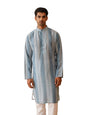 SOJANYA (Since 1958 Men's Cotton Silk Wove Design Teal Blue Long Kurta
