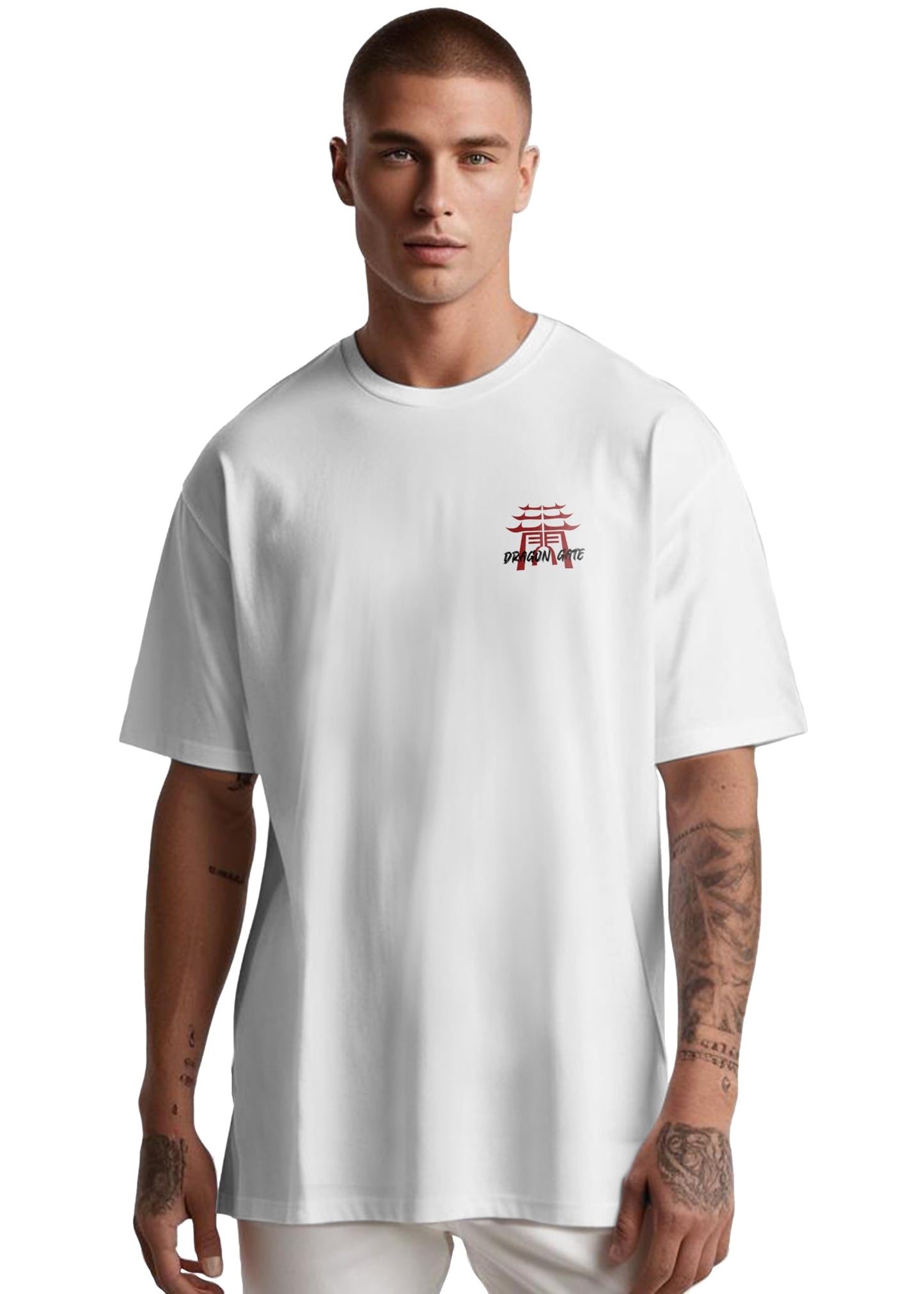 Peppyzone Mens Oversized Fit T-Shirt (PZ-OST-Trendy48_White