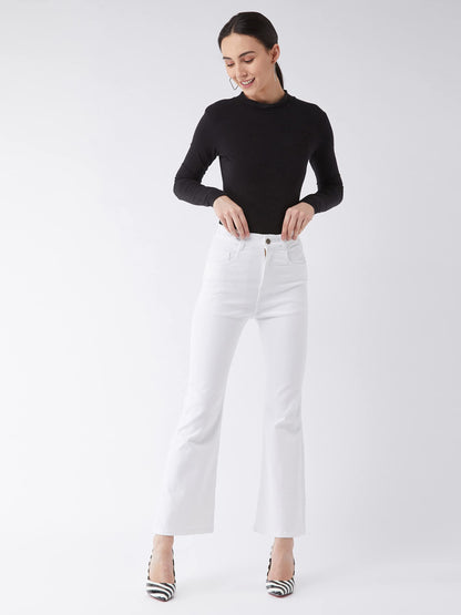 Miss Chase WomenS White Bootcut High Rise Regular Stretchable Denim Jeans (Mcaw21Den10-86-82-26, White, 26)