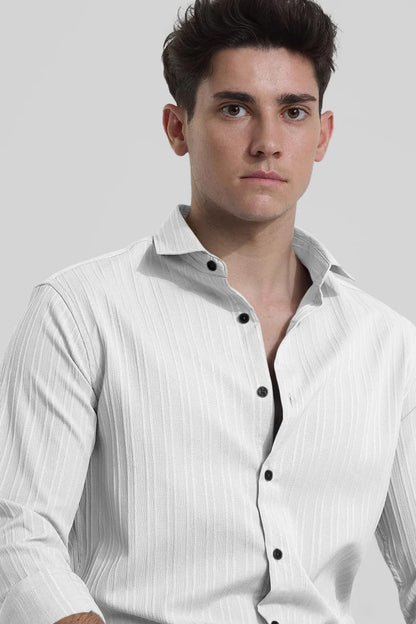 Finivo Fashion MenS Casual Cotton Plain Button Down Shirts Full Sleeve Textured Summer Beach Shirt For Men White