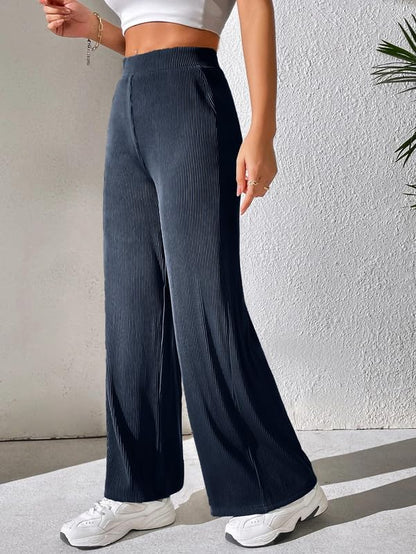 Pinkmint Women Fancy Trouser l Loose Fit Trouser Pants l High-Waisted Korean Trousers l Formal, Casual, Daily Use (Pack of 1) Bl