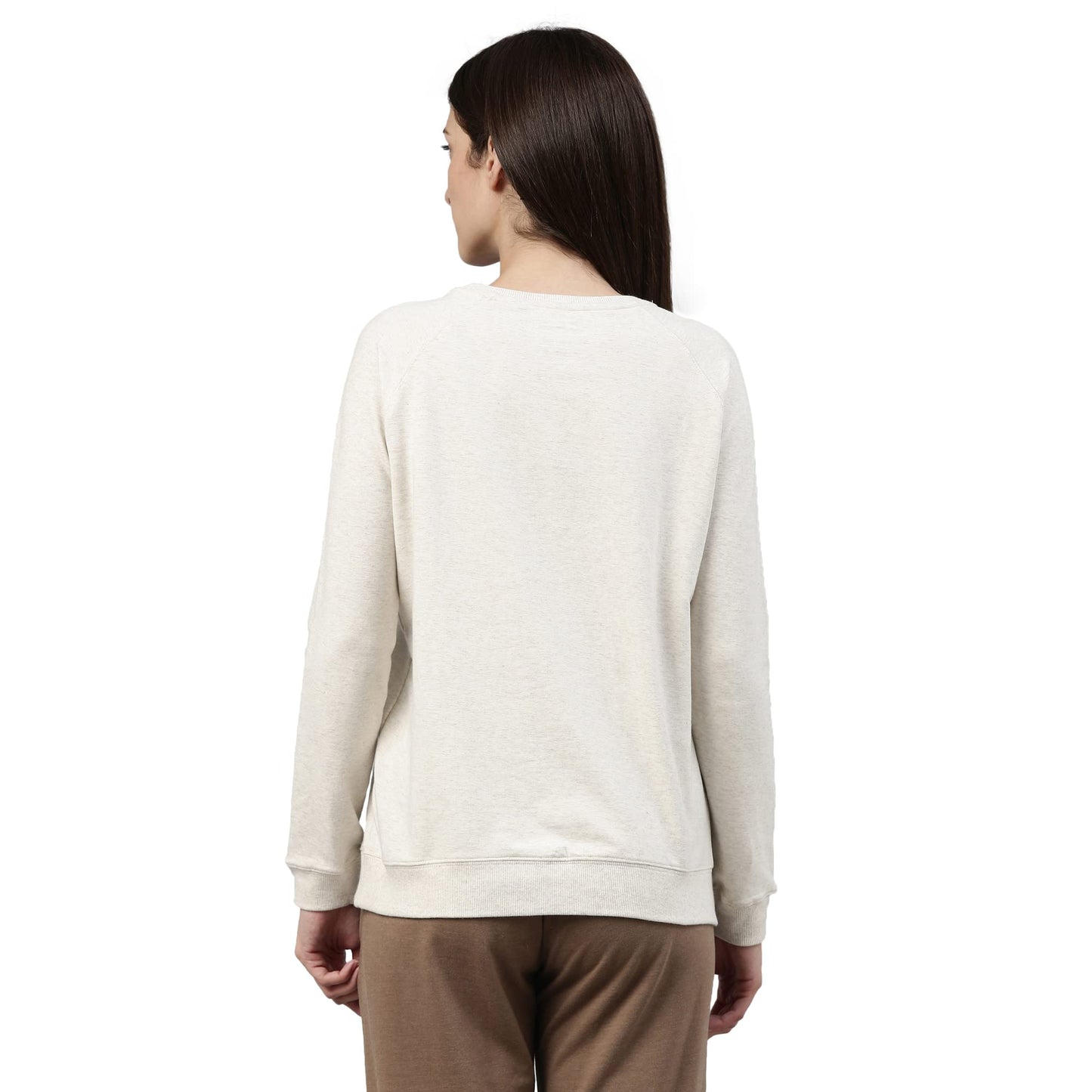 Enamor E079 Crew Neck Stretch Cotton Basic Sweatshirt for Women with Long Sleeves