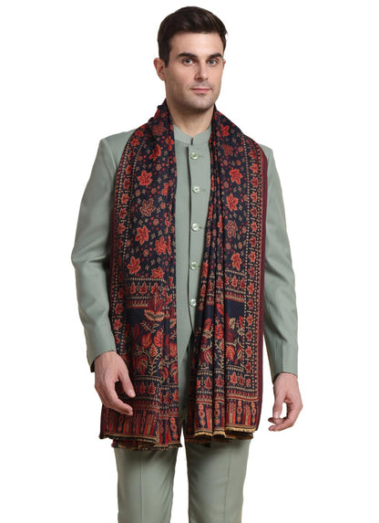 Weavers Villa Mens Acro Wool Blend Shawl - Handloom Woven Kullu Pattern - Stoles for Men - Gents Shawls - Soft & Warm Wrap - Id