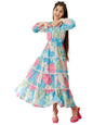 Pspeaches Girls Floral Printed Fit And Flare Tiered Cotton Maxi Dress