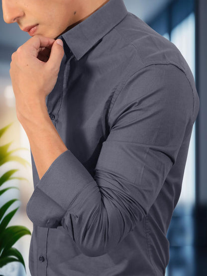 Pinkmint Mens Long Sleeve Button Down Shirt for Men Collared Casual Formal Soild Shirt