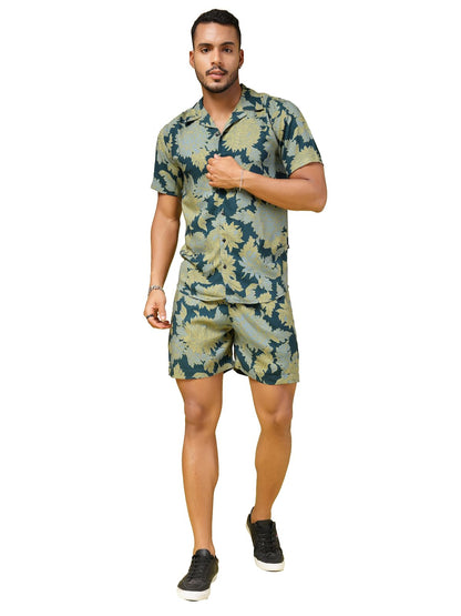 Rigo Printed Co-Ord Set for Men | Casual Shirt & Shorts Night Suit Set | Lounge-wear Nightdress Pajama Set for Mens & Boys | Nig