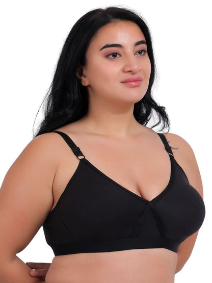Fabme WomenS Seamless Non Padded Non-Wired Bra, Cross Belt, Heavy Support, Double Layer Cups, Broad Elastic Bra (Pack Of 1) (Bl