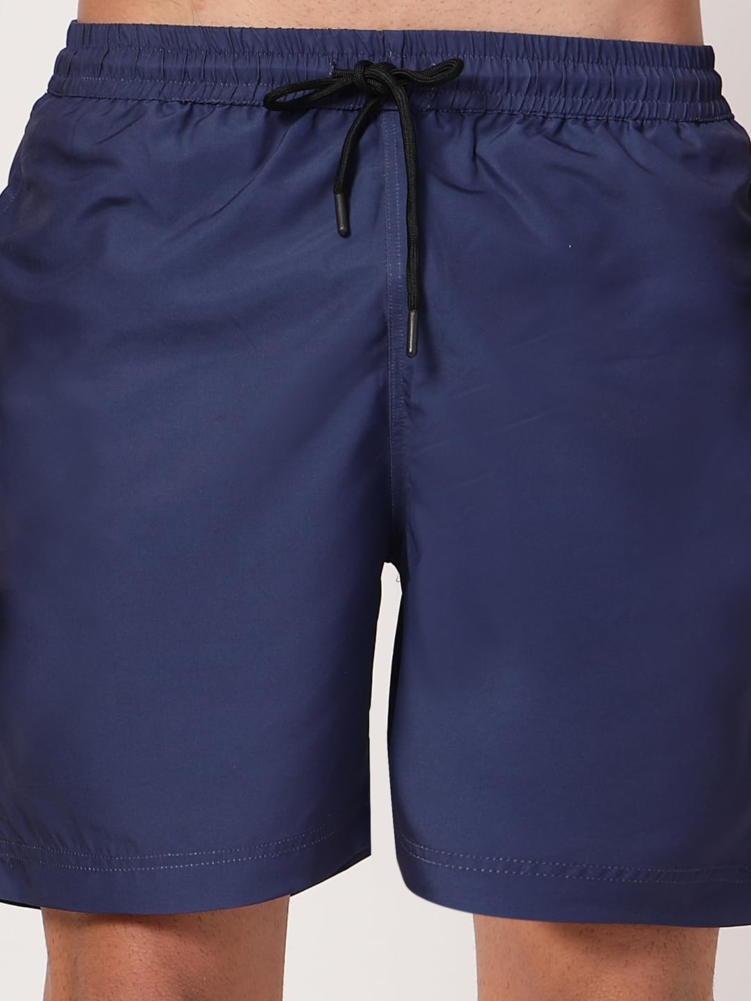 Style Quotient Men Navy Solid Polyester Regular Swim Shorts