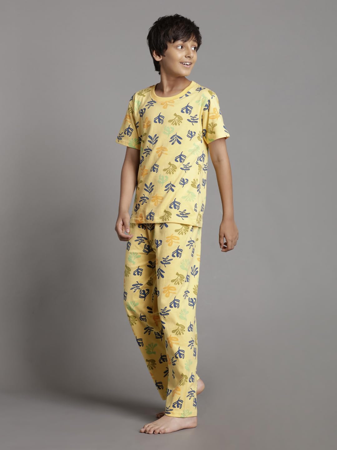 T2F Boys Cotton Pajama Set Yellow